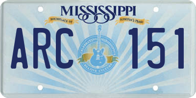 MS license plate ARC151