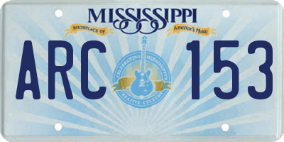 MS license plate ARC153