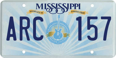 MS license plate ARC157