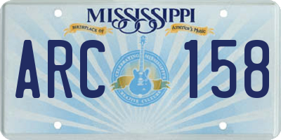 MS license plate ARC158