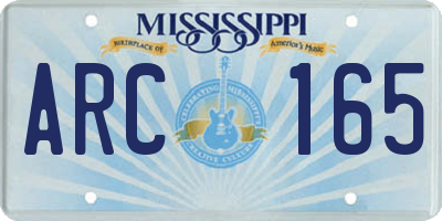 MS license plate ARC165