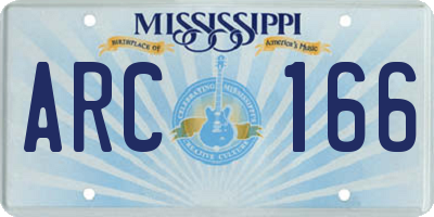 MS license plate ARC166