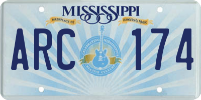 MS license plate ARC174