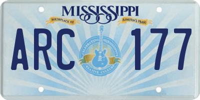 MS license plate ARC177