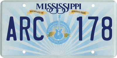 MS license plate ARC178