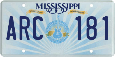 MS license plate ARC181