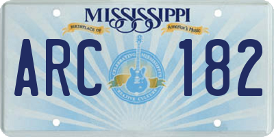 MS license plate ARC182