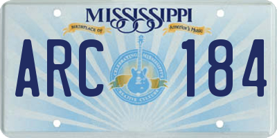 MS license plate ARC184