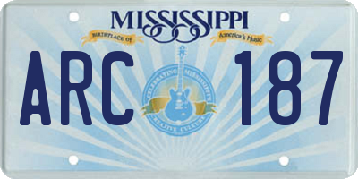 MS license plate ARC187