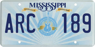 MS license plate ARC189
