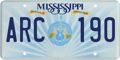 MS license plate ARC190