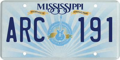 MS license plate ARC191