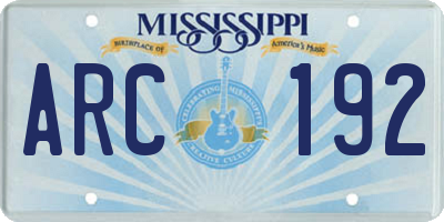 MS license plate ARC192