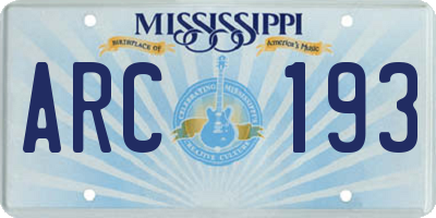 MS license plate ARC193