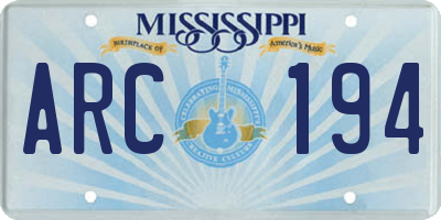MS license plate ARC194