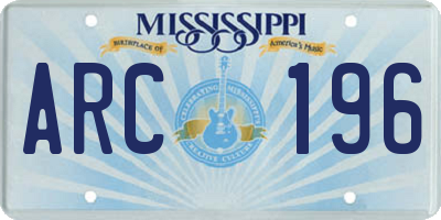 MS license plate ARC196