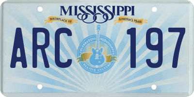 MS license plate ARC197
