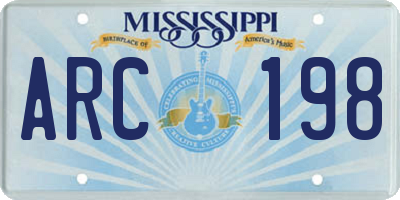 MS license plate ARC198
