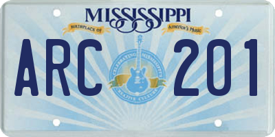 MS license plate ARC201