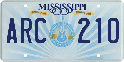 MS license plate ARC210