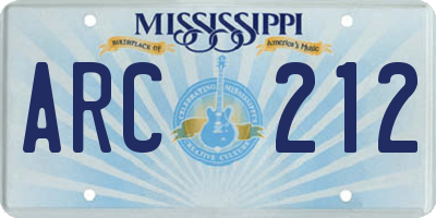 MS license plate ARC212