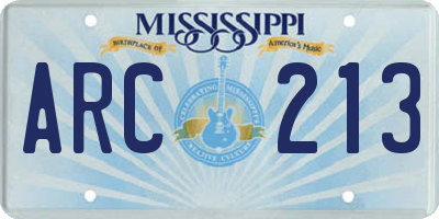 MS license plate ARC213