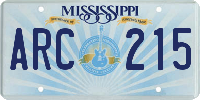MS license plate ARC215