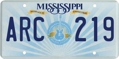 MS license plate ARC219