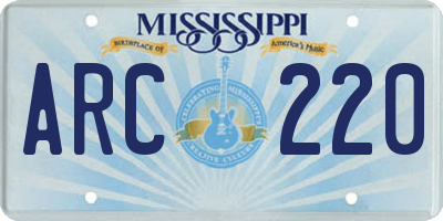MS license plate ARC220