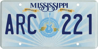 MS license plate ARC221