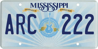 MS license plate ARC222