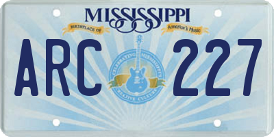 MS license plate ARC227