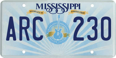 MS license plate ARC230