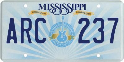 MS license plate ARC237