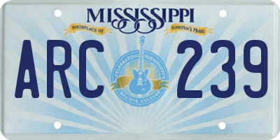 MS license plate ARC239