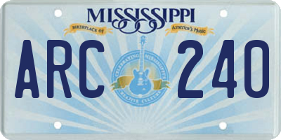 MS license plate ARC240