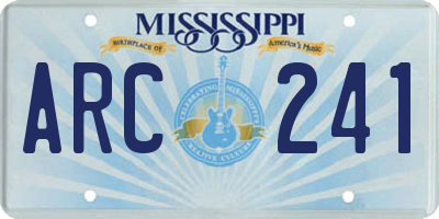 MS license plate ARC241