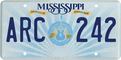 MS license plate ARC242