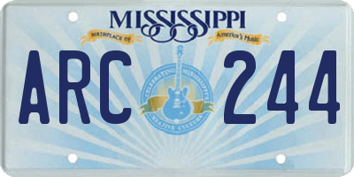 MS license plate ARC244