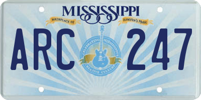 MS license plate ARC247