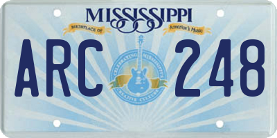 MS license plate ARC248