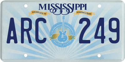 MS license plate ARC249