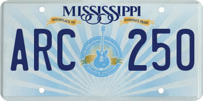 MS license plate ARC250