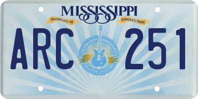 MS license plate ARC251