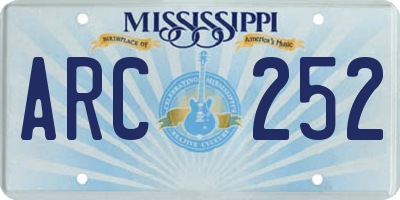 MS license plate ARC252