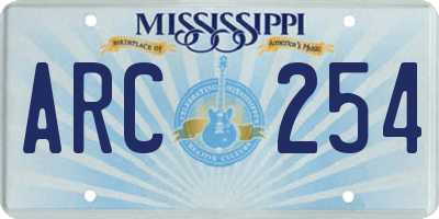 MS license plate ARC254