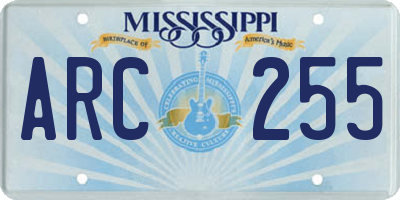 MS license plate ARC255