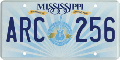 MS license plate ARC256