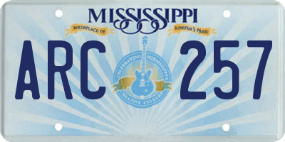 MS license plate ARC257