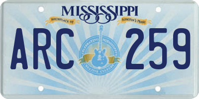MS license plate ARC259